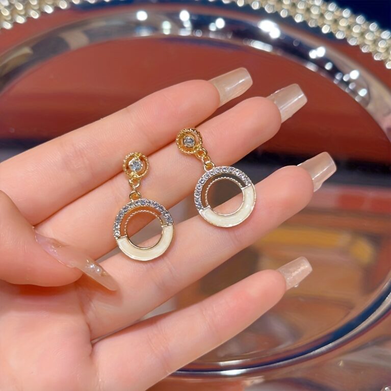 Σκουλαρίκια "ΠΑΝΣΕΛΗΝΟΣ" Ασημένιa Βελόνα Μόδας Λαδιού από Ανοξείδωτο Ατσάλι και Ζιργκόν