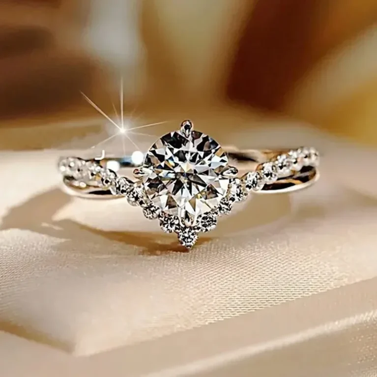 ΜOISSANITE ΔΑΧΤΥΛΙΔΙ "Η ΚΟΡΩΝΑ ΤΗΣ ΚΑΡΔΙΑΣ ΣΟΥ" ΠΛΑΤΙΝΑ ΚΑΙ ΑΣΗΜΙ 925