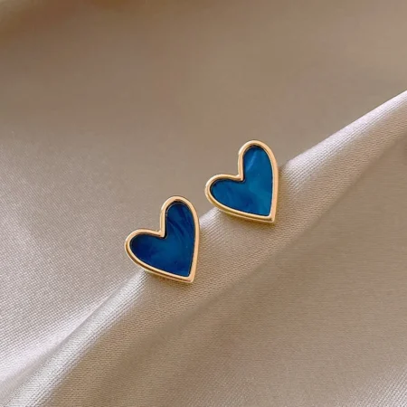 Σκουλαρίκια μικρή Μπλέ Καρδιά ανθεκτικά στο θάμπωμα με διαρκή λάμψη