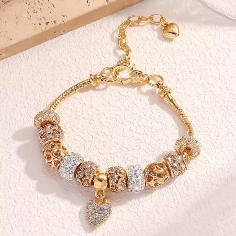 Bραχιόλι με Charms χειροποίητο Επιχρυσωμένο 14Κ Ανοξείδωτο Ατσάλι και Ζιργκόν