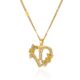 Κολιέ με Μονόγραμμα "I" Επιχρυσωμένο18Κ σε σχήμα καρδιάς με λουλούδι από Ζιργκόν.