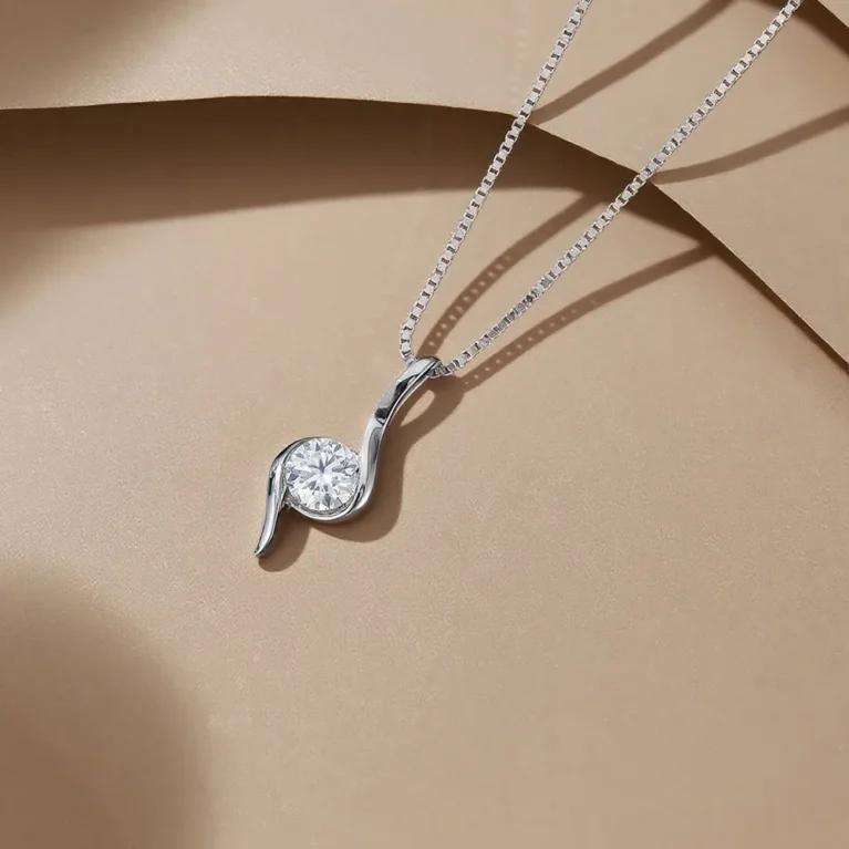 MOISSANITE ΜΕΝΤΑΓΙΟΝ "ΚΥΜΑ" ΠΛΑΤΙΝΑ ΚΑΙ ΑΣΗΜΙ 925