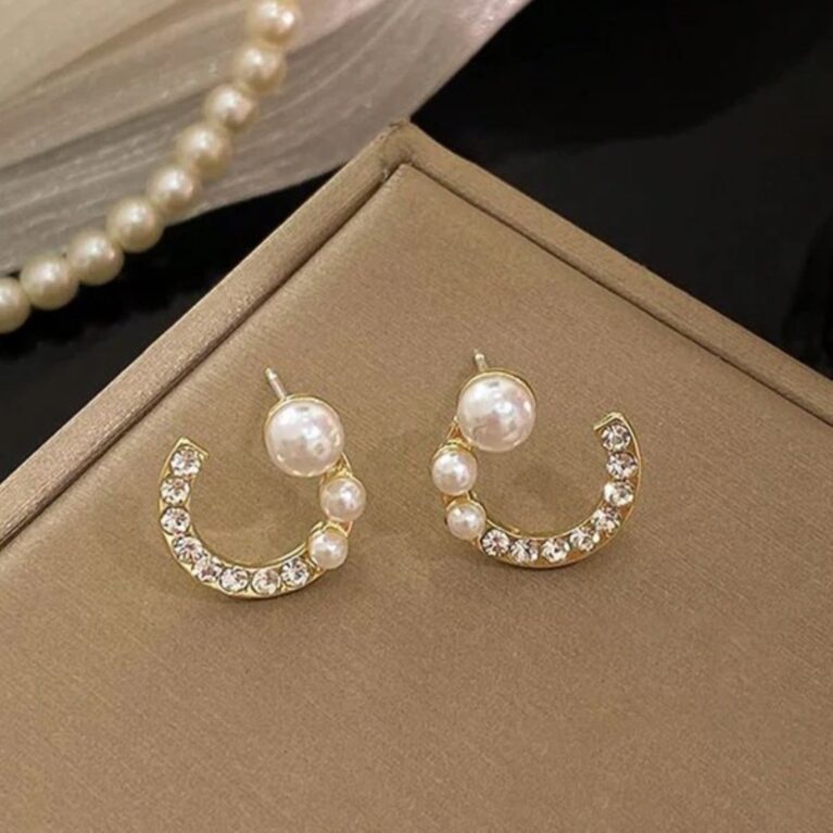 Σκουλαρίκια κρίκοι με μαργαριτάρια νερού και ζιρκόν