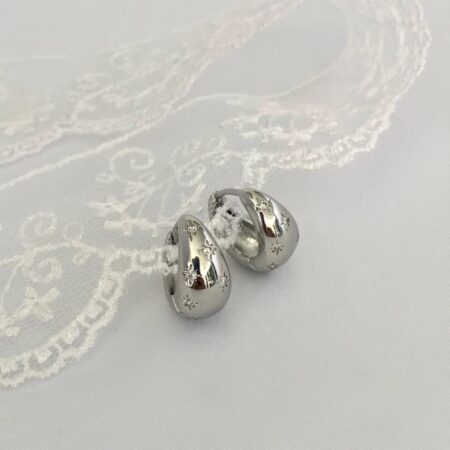 Σκουλαρίκια κρίκοι "STARLIGHT" βαρύ κόσμημα από Ανοξείδωτο Ατσάλι με επικάλυψη Ασήμι 925 και Ζιργκόν